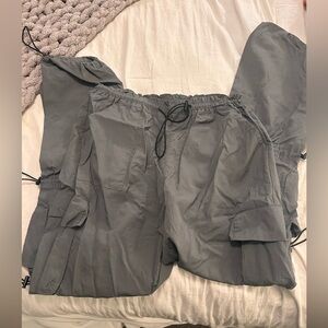 Garage Dark Grey Parachute Pants